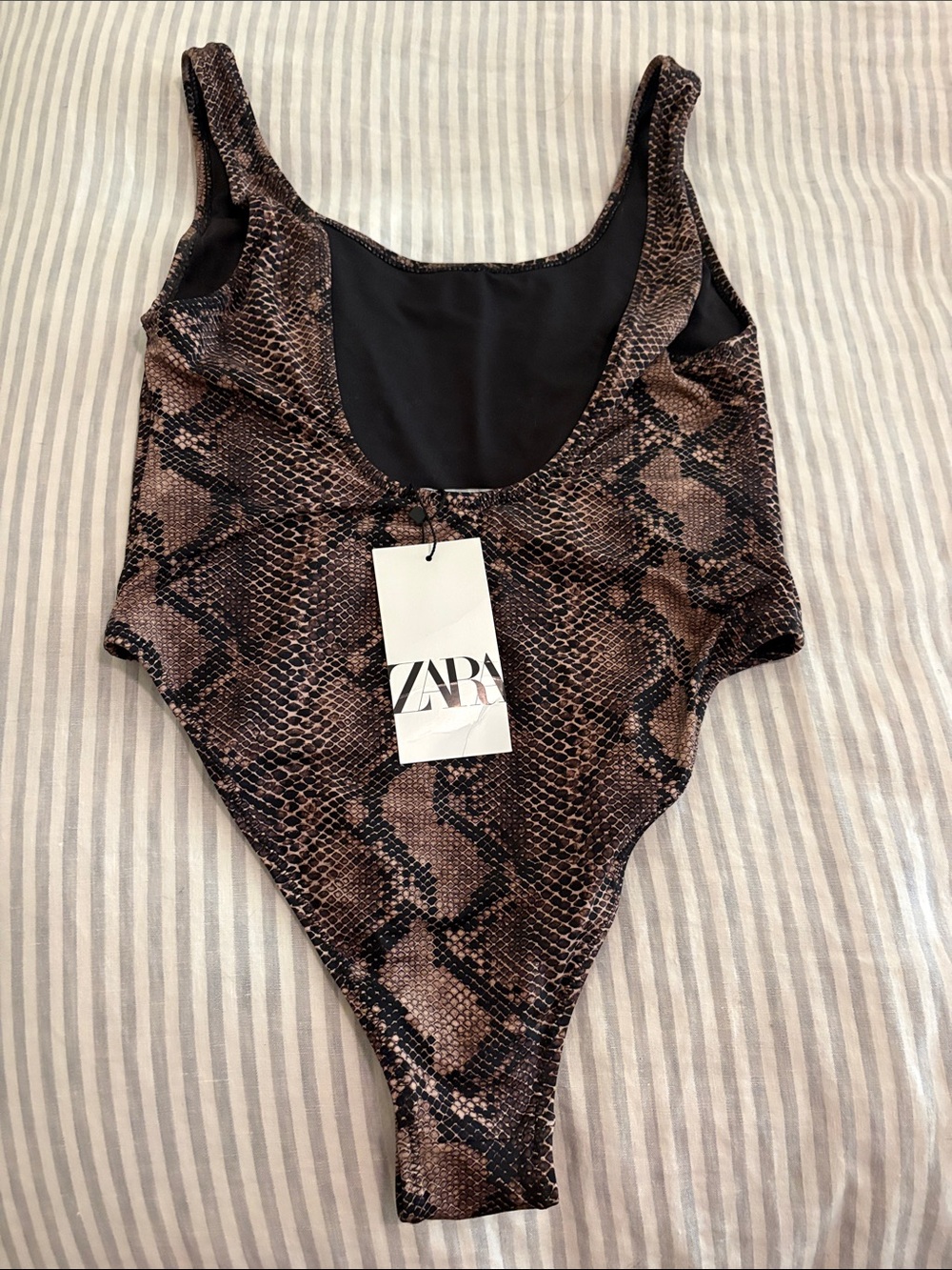 Zara Brown Snake-Print One-Piece Swimsuit - Picture 10 of 11